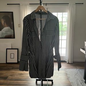 Medium Fashion Nova “Giulia Poplin Shirt Dress” in Black & White